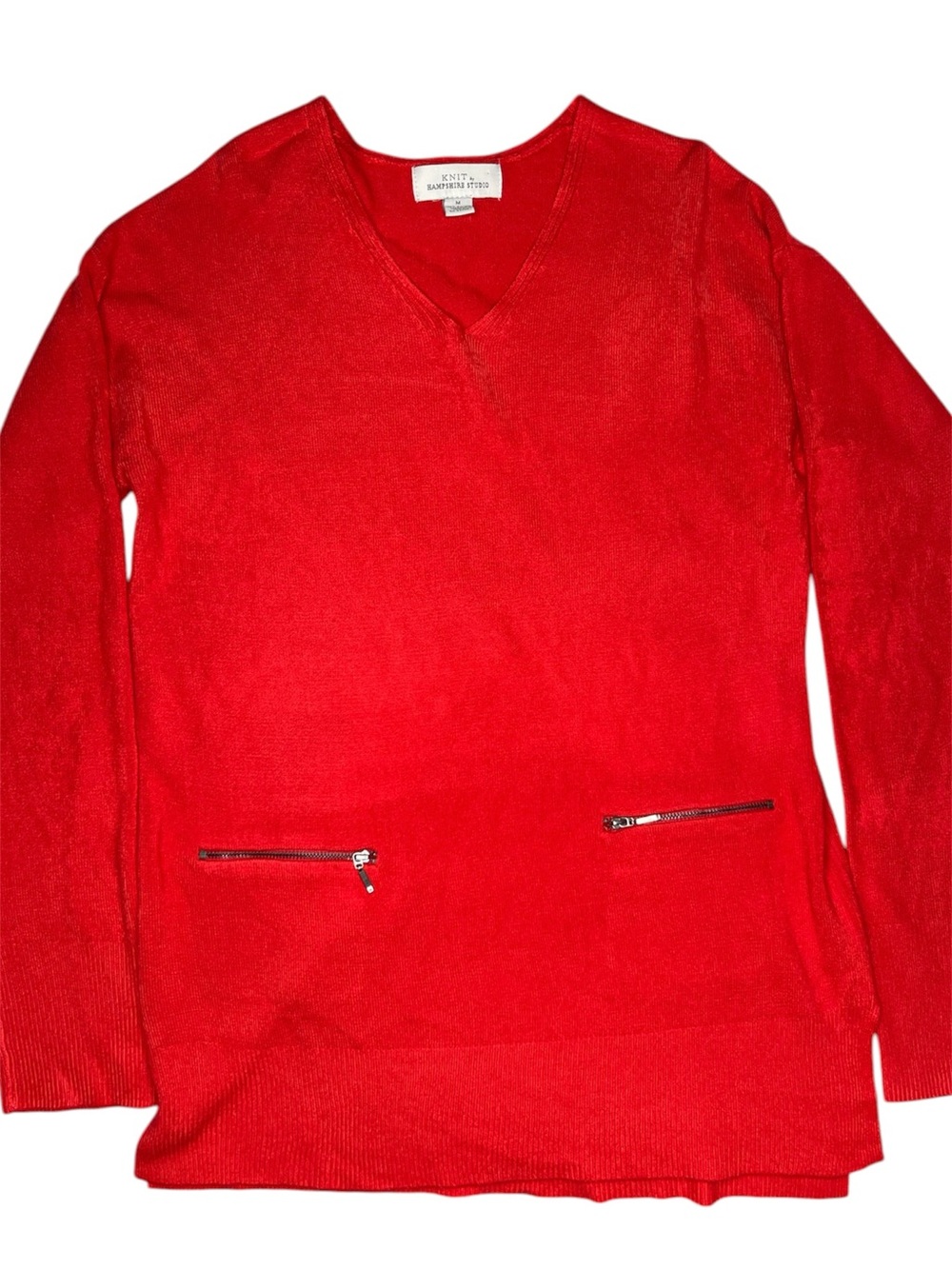 KNIT by Hampshire Studio Red V-Neck Sweater - Picture 2 of 6